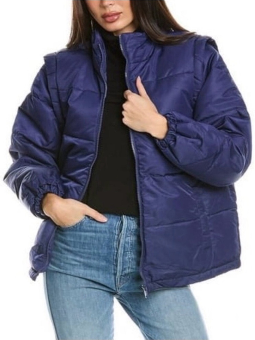 Revolve WeWoreWhat Zip Off Sleeve Puffer Coat Vest Size Medium